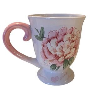 Maxcera Corp Mug "Amour" 5" X 4.5" Discontinued 2012 Pink‎ Flower